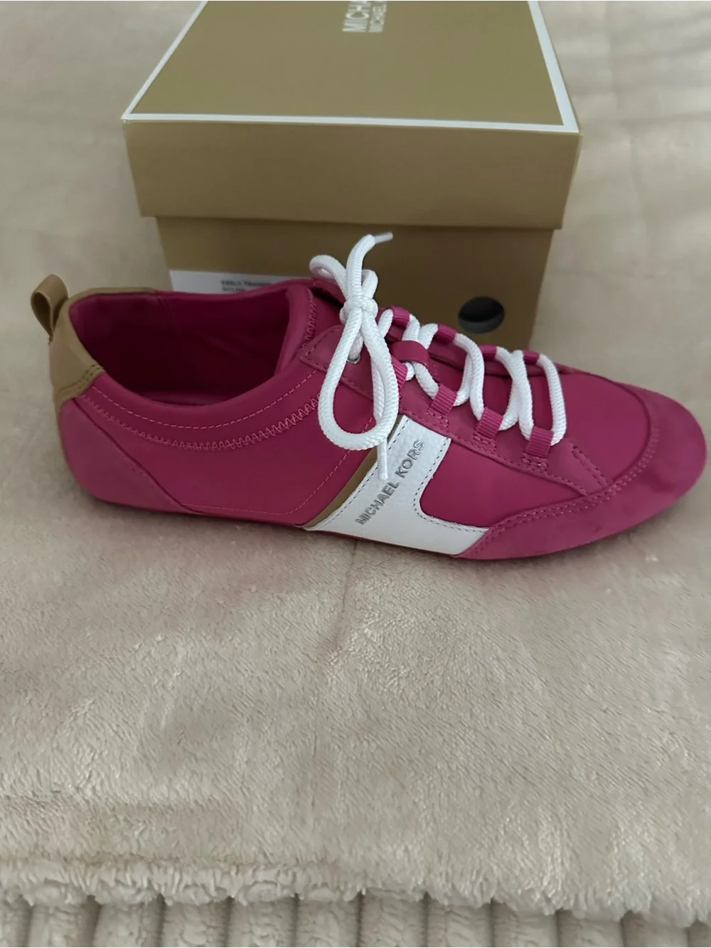 Michael Kors Pink Lace-Up Women's Sneakers with White Accents